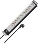 Steckdosenleiste 8-fach schwarz/hellgrau 3 m H05VV-F 3G1,5 19-Format