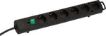 Steckdosenleiste mit Flachstecker 6-fach schwarz 2m H05VV-F 3G1,5