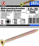 Mehrzweckschrauben T-Profil (fur Torx) T10 3,0 x 20 mm 260 Stuck