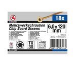 Mehrzweckschrauben T-Profil (fur Torx) T30 6,0 x 120 mm 18 Stuck