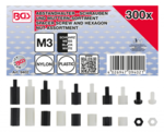 Abstandhalter-Schrauben und Sechskant-Muttern-Sortiment Nylon 300-tlg.