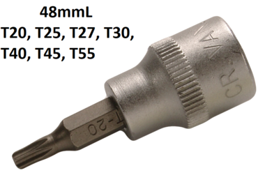 Bit-Einsatz Antrieb Innenvierkant 10 mm (3/8) T-Profil (fur Torx) mit Bohrung