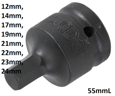 Kraft-Bit-Einsatz Antrieb Innenvierkant 20 mm (3/4) Innensechskant