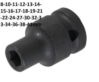 Kraft-Steckschlussel-Einsatz Sechskant Antrieb Innenvierkant (1/2) SW 8-41mm
