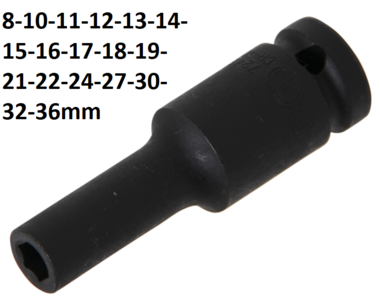 Kraft-Steckschlussel-Einsatz Sechskant, tief Antrieb Innenvierkant (1/2) SW 8-36mm