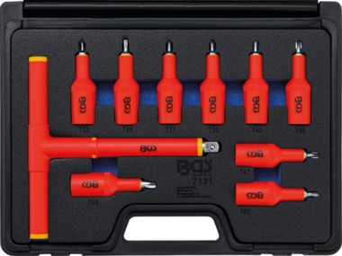 VDE-Bit-Einsatz-Satz Antrieb Innenvierkant (1/2) T-Profil T20 - T55 10-tlg