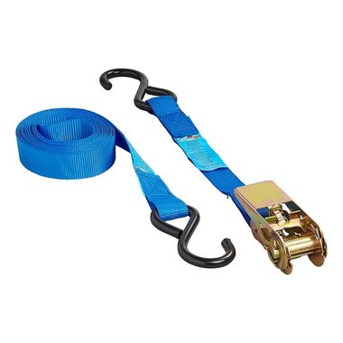 Spanngurt blau mit Ratsche + 2 Haken 5 Meter