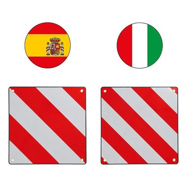 Alu-Warntafel 50x50cm fur Italien/Spanien 2 in 1
