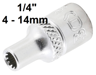Steckschlussel-Einsatz Gear Lock Antrieb Innenvierkant (1/4) SW 4-14mm