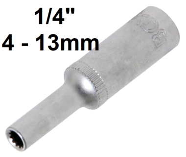 Steckschlussel-Einsatz Gear Lock, tief Antrieb Innenvierkant (1/4) SW 4-13mm