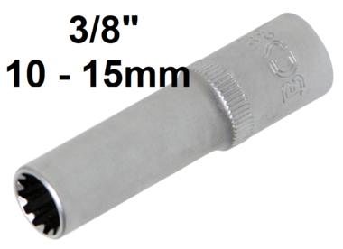 Steckschlussel-Einsatz Gear Lock, tief Antrieb Innenvierkant (3/8) SW 10-15mm