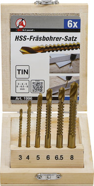 Fräsbohrer-Satz HSS, 3-8 mm, 6-tlg.