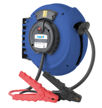 Professional Automatischer Kabelaufroller mit 6 m Kabel und Batterieklemmen 
