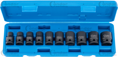 Kraft-Steckschlussel 10-teilig 1/2, CRMO hex 10-24 mm