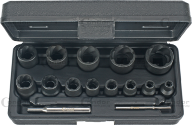Spezial-Steckschlussel-Einsatze Drehprofil 15-teilig 1/4+1/2 6-27 mm