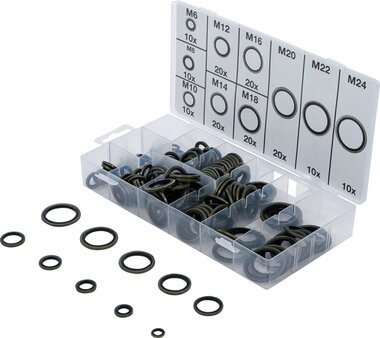 Dichtring-Sortiment Metall mit Gummi-Dichtwulst 150-tlg