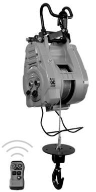 Elektrischer Seilzug 340 kg, 60 m, kabellose Steuerung, variable Geschwindigkeit