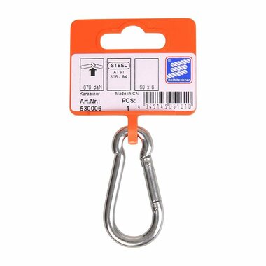Karabiner 60x6mm  A4 Edelstahl AISI 316  670 daN
