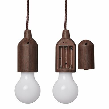 Retro Lampe Holzmotiv mit Kordel 90cm