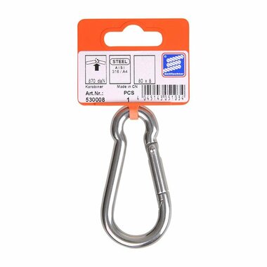 Karabiner 80x8mm  A4 Edelstahl AISI 316  870 daN