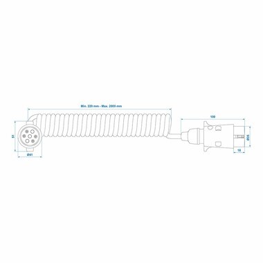 Spiralkabel 3M mit 2x Stecker 7-polig PVC