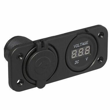 Unterputz-Montagesatz: Voltmeter 6-30V + USB-Anschluss doppelt Typ A 2x2100mA
