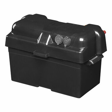 Batteriebox 35x18x20cm 2x USB - 1x 12V Steckdose - Voltmeter