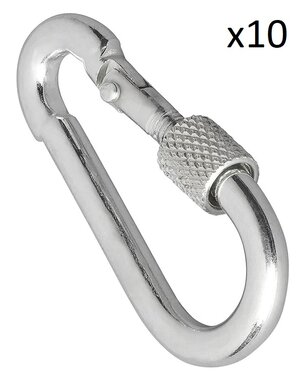 Metallkarabiner 6x60mm mit Schraubverschluss x10 Stuck