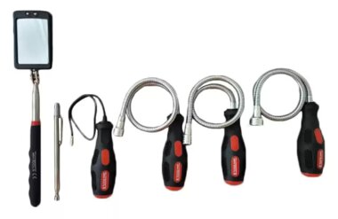 Flexibler und teleskopischer Magnetheber- und Inspektionsspiegel-Set – 6-teilig