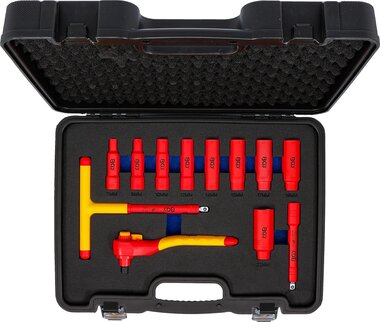 VDE-Steckschlussel-Satz Antrieb Innenvierkant 10 mm (3/8) SW 7 - 22 mm 12-tlg