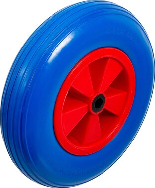 Schubkarrenrad PU Rot / Blau 400 mm