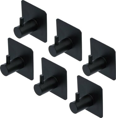 Handtuch-Haken-Satz schwarz selbstklebend 6-tlg
