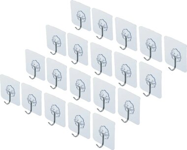 Klebehaken-Satz transparent selbstklebend 20-tlg