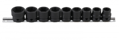 Impact Socket Set, Hexagon, extra flach 12,5 mm (1/2) Antrieb 13 - 24 mm 9 Stck.