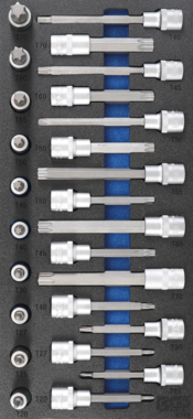 Werkzeugablage 1/3: Bit Socket Set 12,5 mm (1/2 Zoll) T-Star (für Torx) 26 Stück