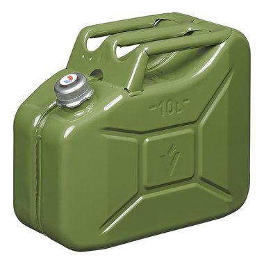 Benzinkanister 10L metall grün mit magnetischem Schraubverschluss